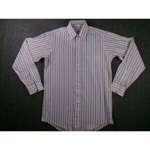 Damon Dress Shirt Mens Tall 15.5 37 Striped Long Sleeve White Pocket Button Up